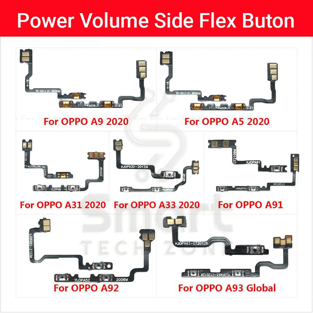 Oppo A93 A92 A91 A33 A31 A5A A9 2020 Power on / off Switch Button Side Volume Up Down Buttons Flex Cable Replacement Parts