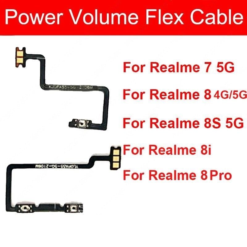 Realme 7 5G 8 4G/5G 8S 5G 8i 8 Pro Power on / off Switch Button Side Volume Up Down Buttons Flex Cable Replacement Parts