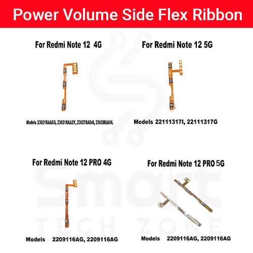 Redmi Note 12 12 Pro 4G 5G power on / off Switch Button Side Volume Up Down Buttons Flex Cable Replacement Parts