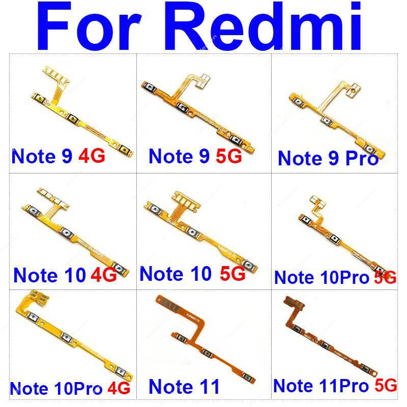Redmi Note 9 10 Pro Note 11 11s 4G 5G Power on / off Switch Button Side Volume Up Down Buttons Flex Cable Replacement Parts