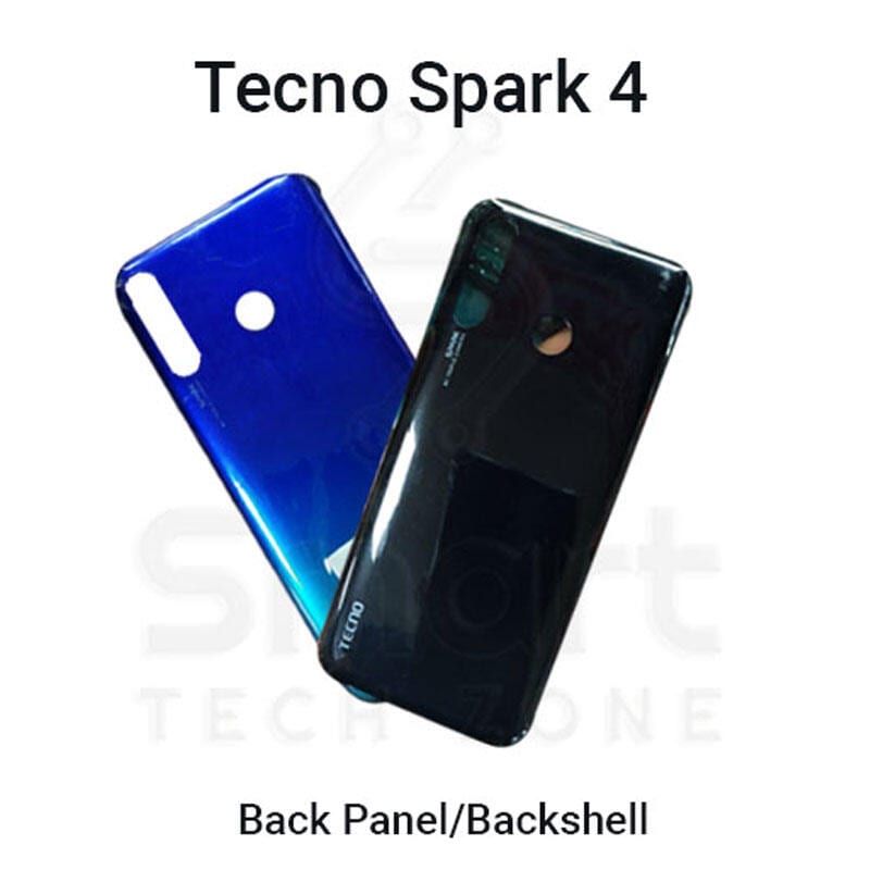 Tecno Spark 4 KC2 Back Panel/Backshell/ Casing + Side Buttons With Logo-Blue, Black