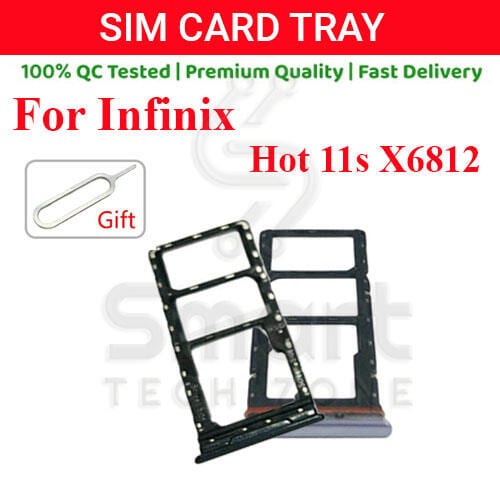 infinix Hot 11s X6812 Sim Tray Micro SD Card Slot with Sim Ejector Pin Replacement Part