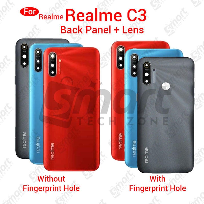 Realme C3 Back Panel/Backshell/ Casing + With Camera Lens + Side Buttons With Logo and With Hole Without Hole -All Colors Available