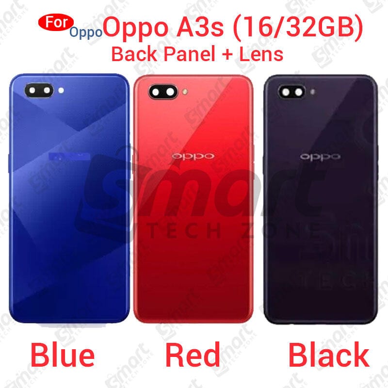 For Oppo A3s 16GB and 32GB Back Panel/ Backshell/ Casing + Camera Lens + Side Buttons With Logo-All Colors Available