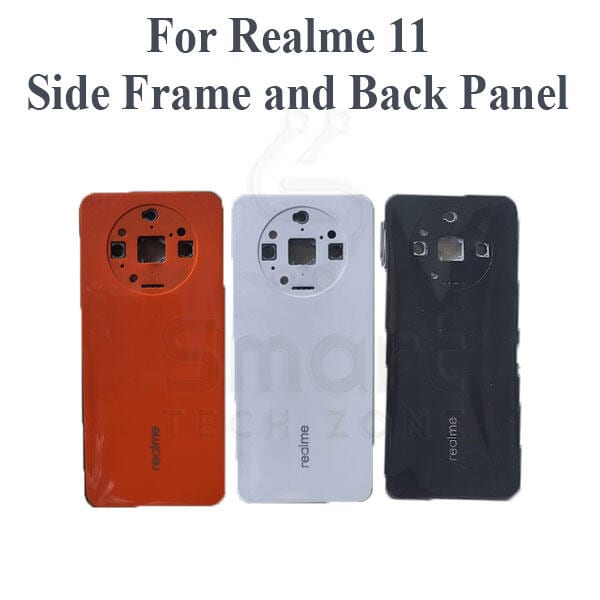 Compatible with Realme 11 Side Frame and Back Panel + Camera Glass Lens + Outside Key Replacement Part