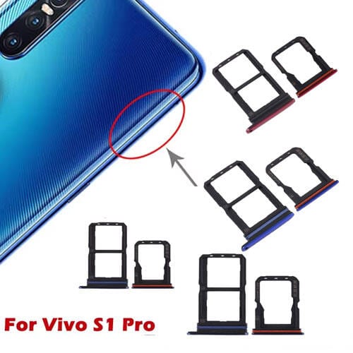 Vivo S1 Pro Sim Tray Micro SD Card Slot with Sim Ejector Pin Replacement Part
