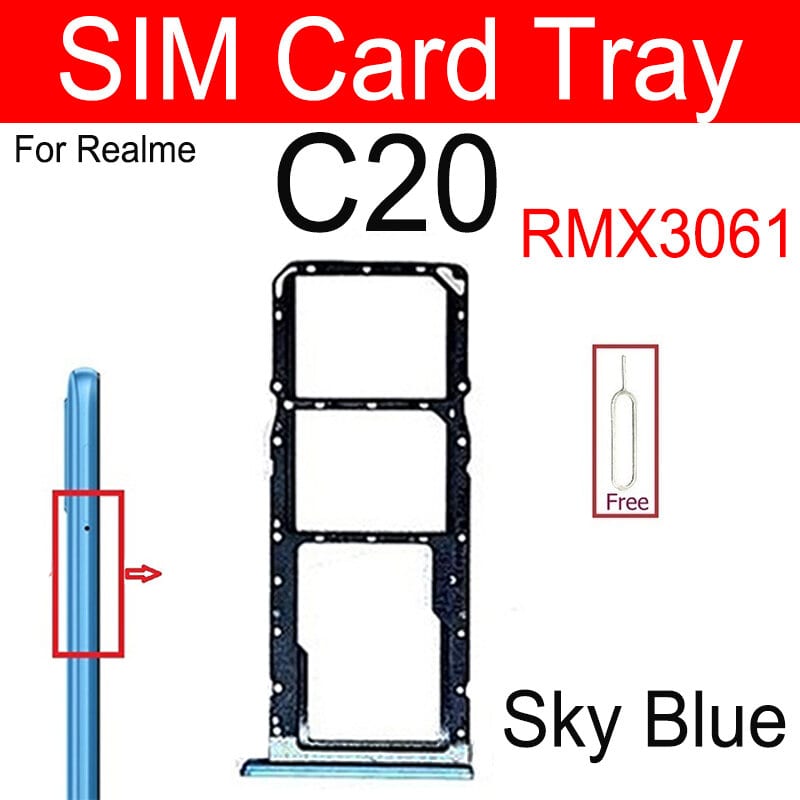 Realme C20/C20A/C21/C21Y/C25/C25Y/C25S Sim Tray Micro SD Card Slot with Sim Ejector Pin Replacement PartRealme C20/C20A/C21/C21Y/C25/C25Y/C25S Sim Tray Micro SD Card Slot with Sim Ejector Pin Replacement Part