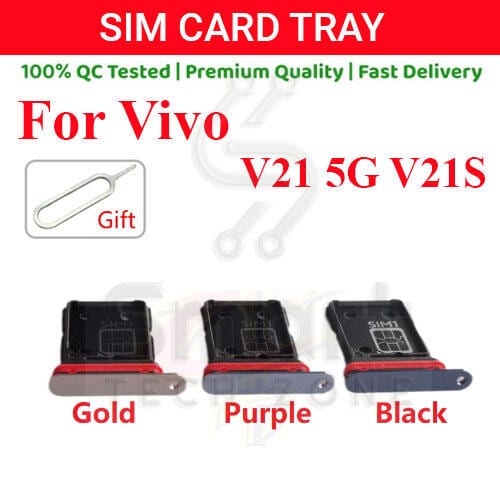 Vivo V21 V21s 5G Sim Tray Micro SD Card Slot with Sim Ejector Pin Replacement Part