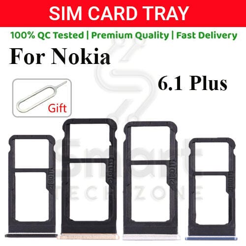 Nokia 6.1 Plus Sim Tray Micro SD Card Slot with Sim Ejector Pin Replacement Part