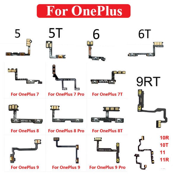 For OnePlus 5 5T 6 6T 7 7 Pro 7T 7T Pro 8 8 Pro 8T 9 9 Pro 9R 9RT 10R 10T 11 11R Power and Volume Button Flex Cable Ribbon Replacement Repair