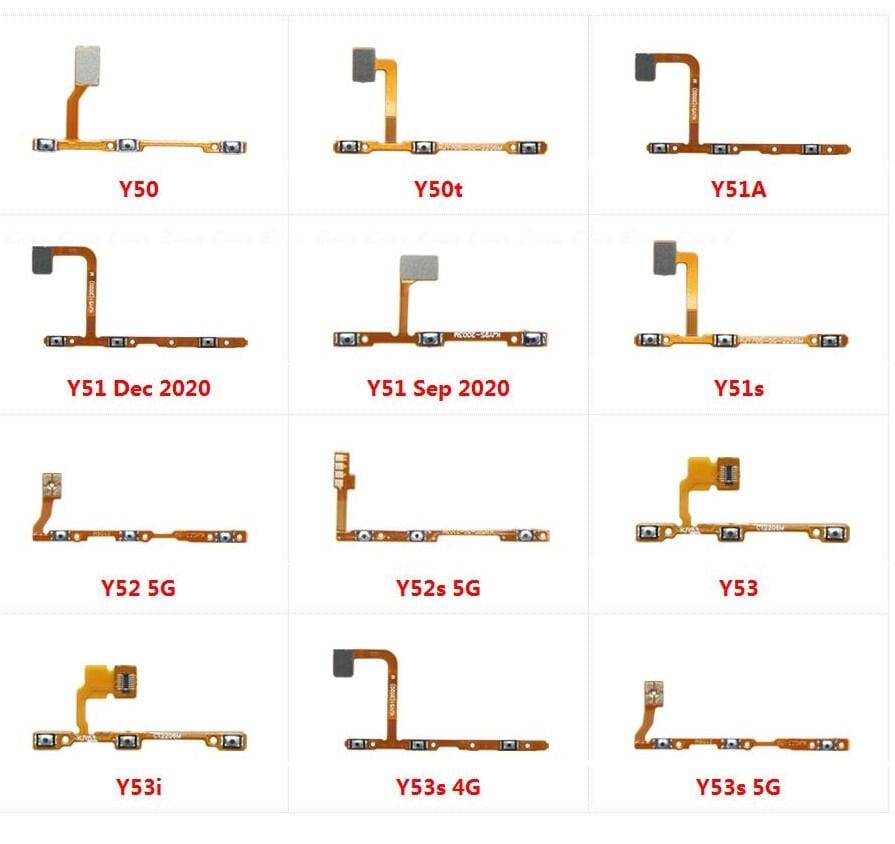 Vivo Y50T Y51 Y51s Y52 4G Y52s 5G Y53 Y53i Y53s 4G Y53s 5G Power on / off Switch Button Side Volume Up Down Buttons Flex Cable Replacement Parts