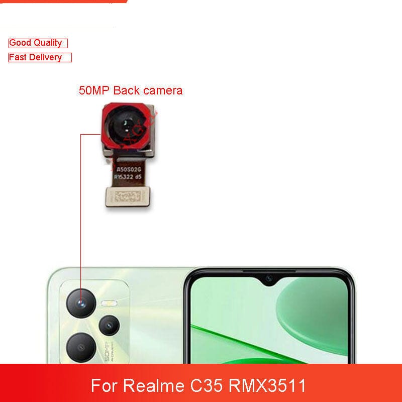 Rear Camera For Realme C35 Back View Main Big Backside Camera Module Flex Cable Replacement Repair Spare Parts