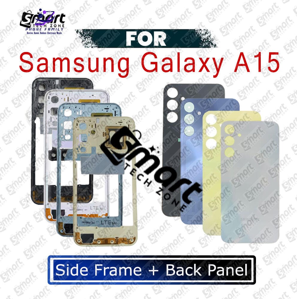 Side Frame and Back Panel for Samsung Galaxy A15 With Camera Glass