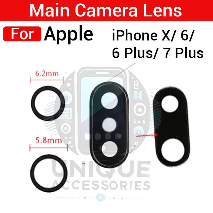 Back Rear Camera Lens Glass Compatible with Apple iPhone X 6 6 Plus 7 Plus Camera Lens Glass Without Frame