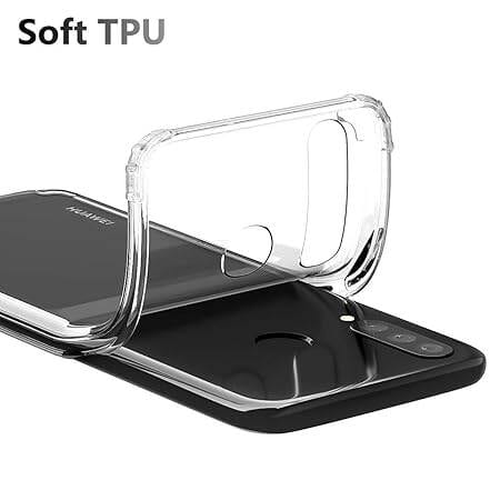 Shockproof Silicone Soft Case For Huawei Y5 18 Y5 19 Y6 18 19 Y7 Y7P Y7A Y8s Y9 Camera & Screen Protection | Ultra Clear Soft Silicone Back Cover for Shockproof Back Cover Case (Transparent)