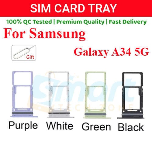 Samsung Galaxy A34 5G Sim Tray Micro SD Card Slot with Sim Ejector Pin Replacement Part