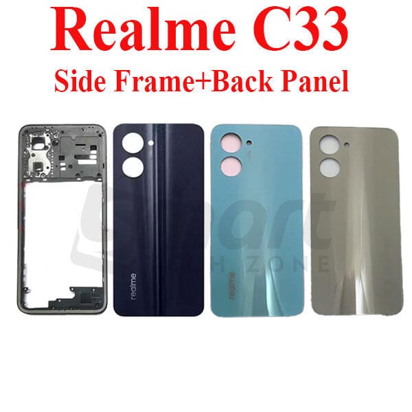 For Realme C33 LCD Frame + Back Panel Housing + Without Camera Glass Back shell Replacement Spare Parts
