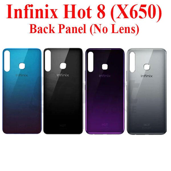 Infinix Hot 8 (X650) Back Panel/Backshell/ Casing + With Camera Lens + Side Buttons With Logo-All Colors Available