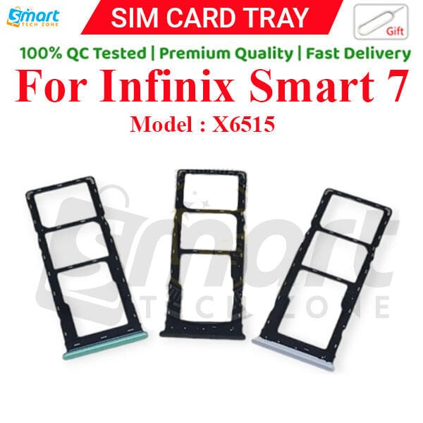 Infinix Smart 7 Sim Tray Micro SD Card Slot with Sim Ejector Pin Replacement Part: