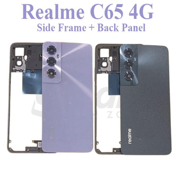 For Realme C65 4G Side Frame + Back Panel Housing + Camera Glass Back shell Replacement Spare Parts