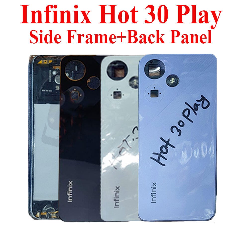 For Infinix Hot 30 Play Side Frame + Back Panel Housing + Camera Glass Back shell Replacement Spare Parts
