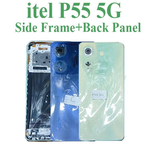 For itel P55 5G Side Frame + Back Panel Housing + Camera Glass Back shell Replacement Spare Parts