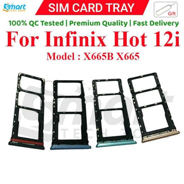 For Infinix Hot 12i Sim Tray Micro SD Card Slot with Sim Ejector Pin Replacement Parts