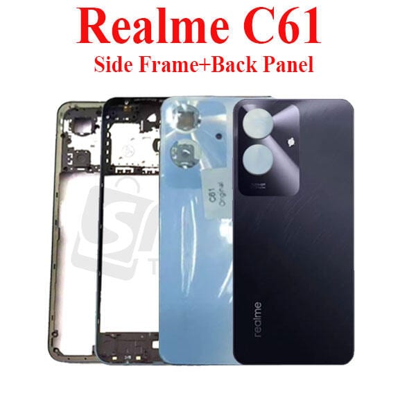For Realme C61 Side Frame + Back Panel Housing + Camera Glass Back shell Replacement Spare Parts