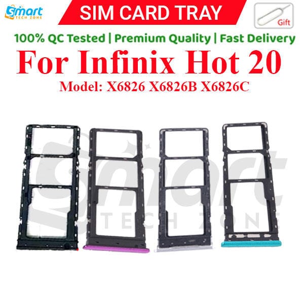 For Infinix Hot 20 Sim Tray Micro SD Card Slot with Sim Ejector Pin Replacement Parts
