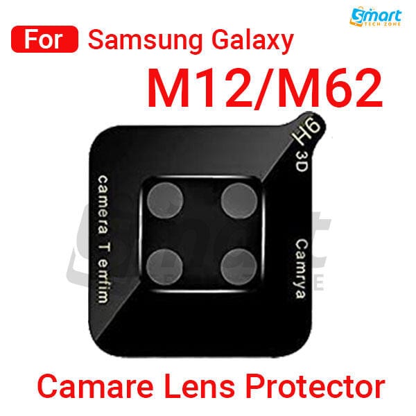 3D Camera Glass Lens Cover Tempered Glass Protector for Samsung Galaxy M12 M62 | Full Camera Coverage I 3D Lens Shield I Oil Resistant