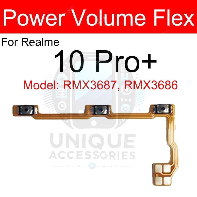 Realme 10 Pro Plus RMX3687 RMX3686 Power on / off Switch Button Side Volume Up Down Buttons Flex Cable Replacement Part