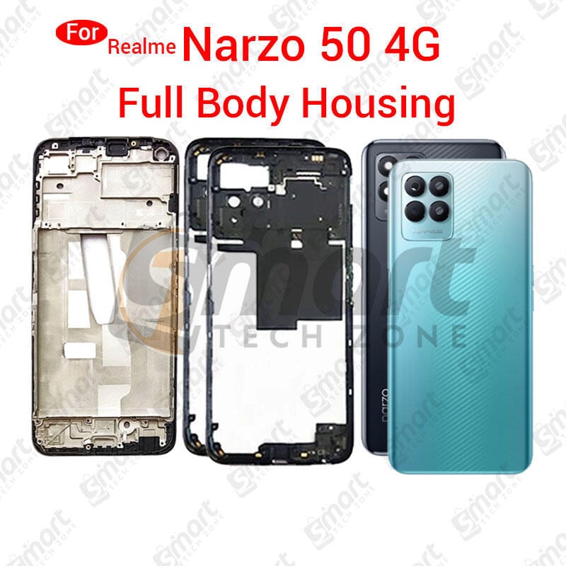 Realme Narzo 50 4G (RMX3286) Full Body Housing With Camera Glass (LCD Frame, Side/Middle Frame, Back Panel/Backshell, Camera Glass)