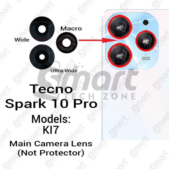 Camera Main Glass Lens for Tecno Spark 10 Pro KI7 Replacement Part (Not Tempered Camera Glass Protector)