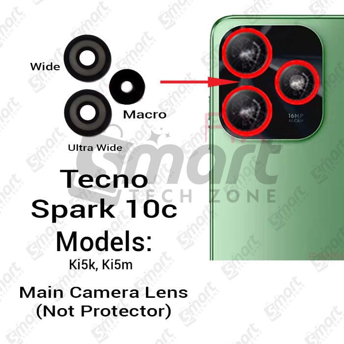 Camera Main Glass Lens for Tecno Spark 10c Replacement Part (Not Tempered Camera Glass Protector)