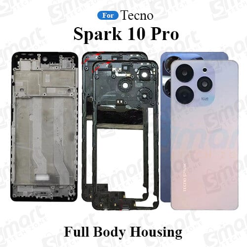 For Tecno Spark 10 Pro Full Body Housing With Camera Glass (LCD Frame, Side/Middle Frame, Back Panel/Backshell, Camera Glass)
