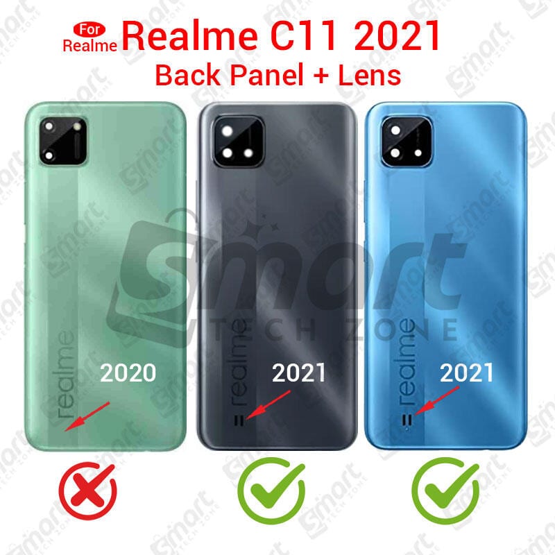 Realme C11 2021 RMX3231 Back Panel/Backshell/ Casing + Camera Lens + Side Buttons With Logo-All Colors Available