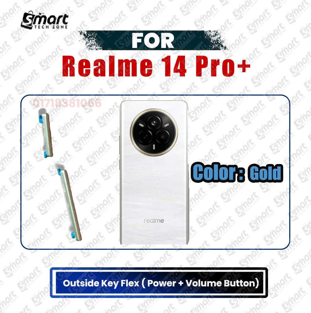 Power Volume Side Button For Realme 14 pro+ Up Down Volume Side Keys Flex Cable Parts
