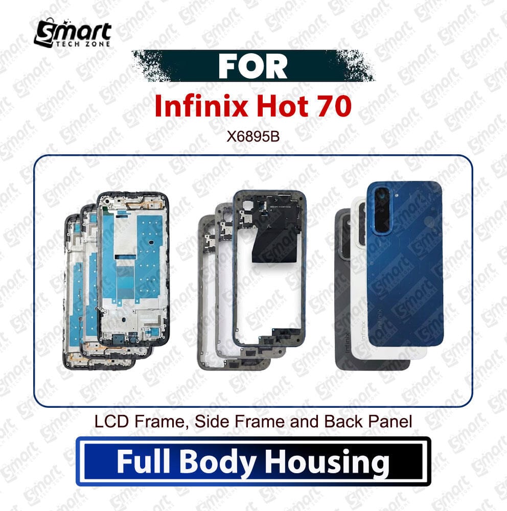 Infinix Hot 70 Full Body Housing Replacement LCD Frame Side Frame Back Panel With Camera Lens Repair Part For Infinix X6895B