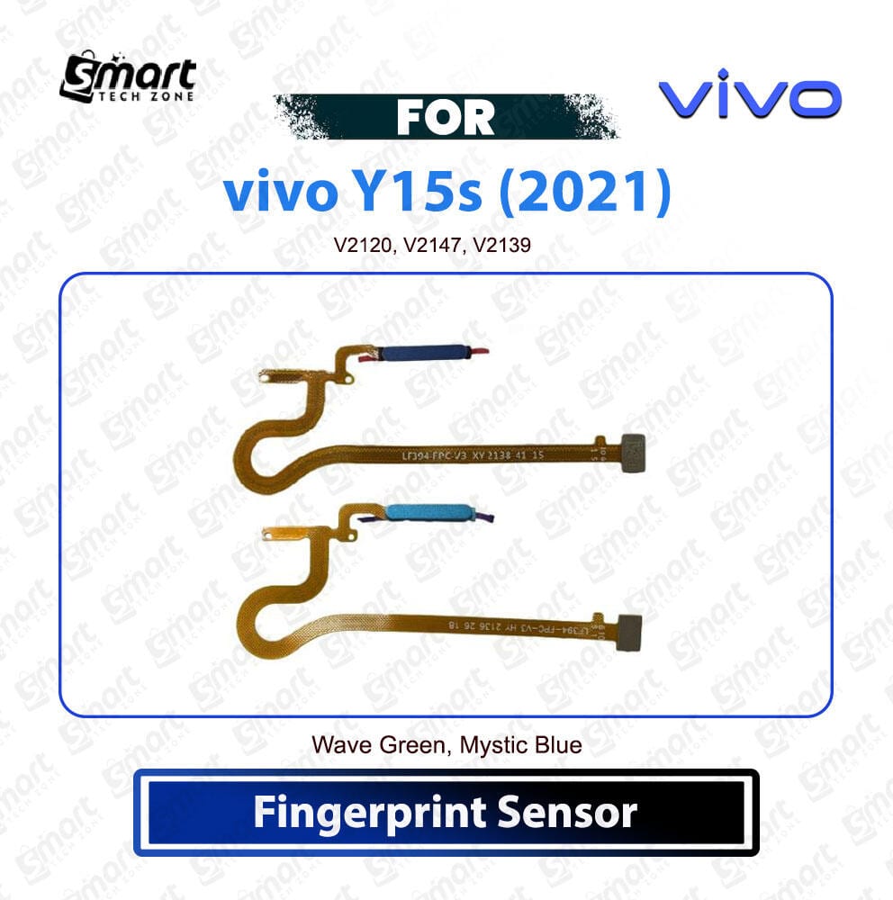 vivo Y15s (2021) Fingerprint Sensor Touch Sensor Finger Power Switch ON/OFF Side Button Key Flex Cable Replacement Part For V2120, V2147, V2139