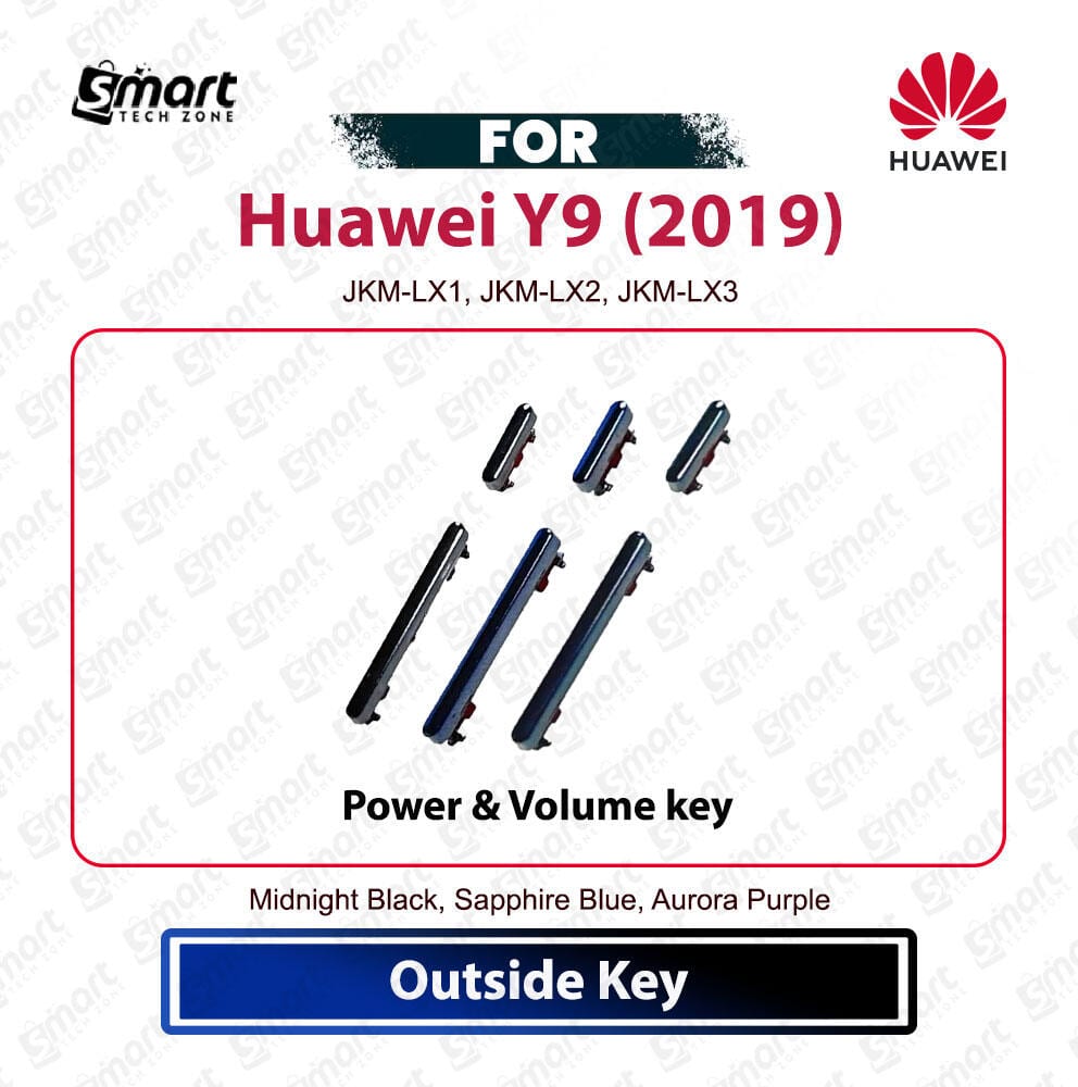 Huawei Y9 2019 Power On Off, Volume Up Down Button Side Key, Outside Key Replacement Repair Spare Part For JKM-LX1, JKM-LX2, JKM-LX3