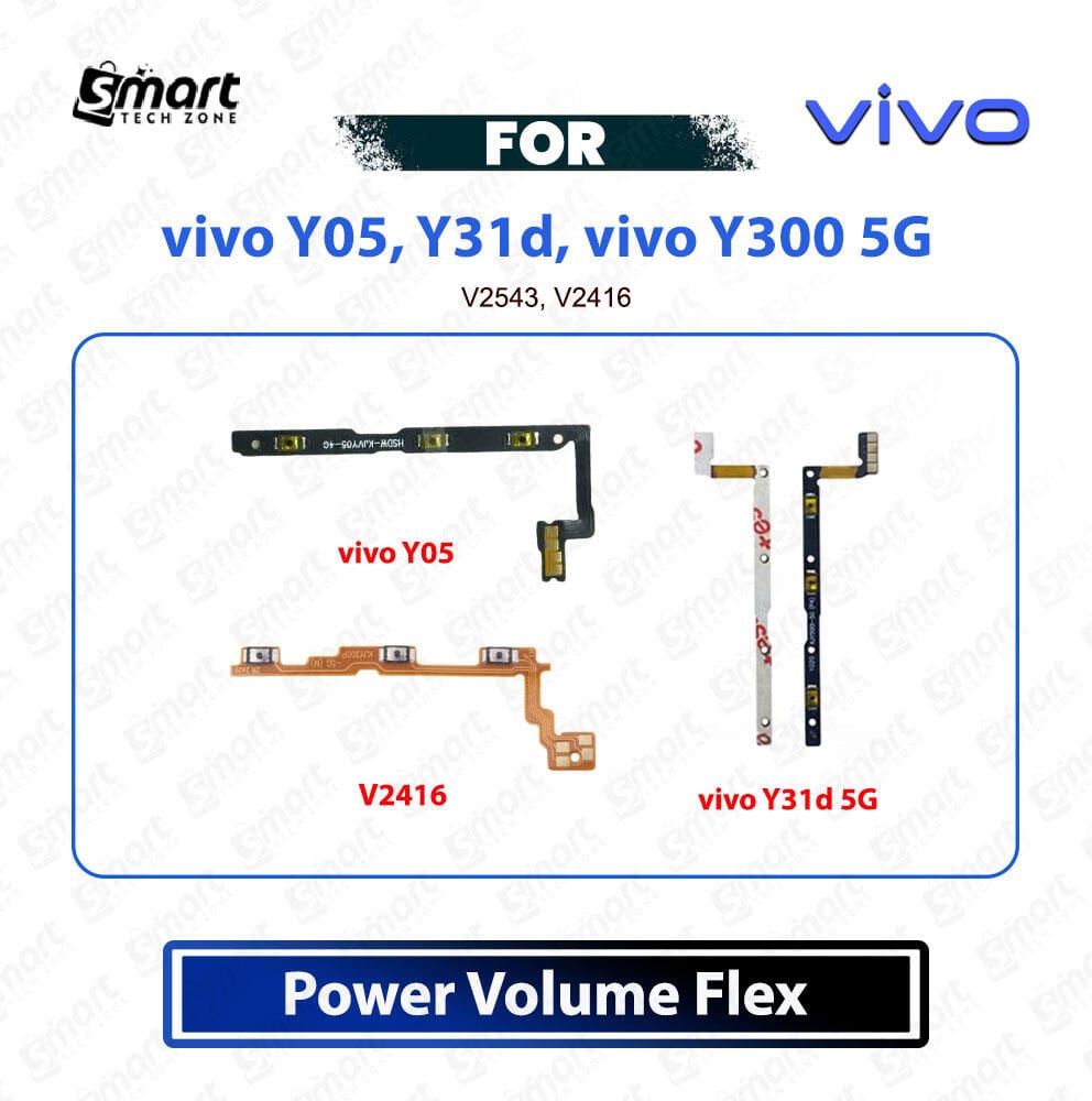 Vivo Y05, Y31d, Y300 5G Power On Off Switch Button Side Volume Up Down Buttons Flex Cable Replacement Repair Spare Part