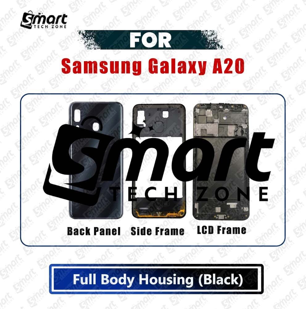Full Body Housing For Samsung Galaxy A20 Front LCD Frame Panel, Middle Bezel Frame and Back Panel