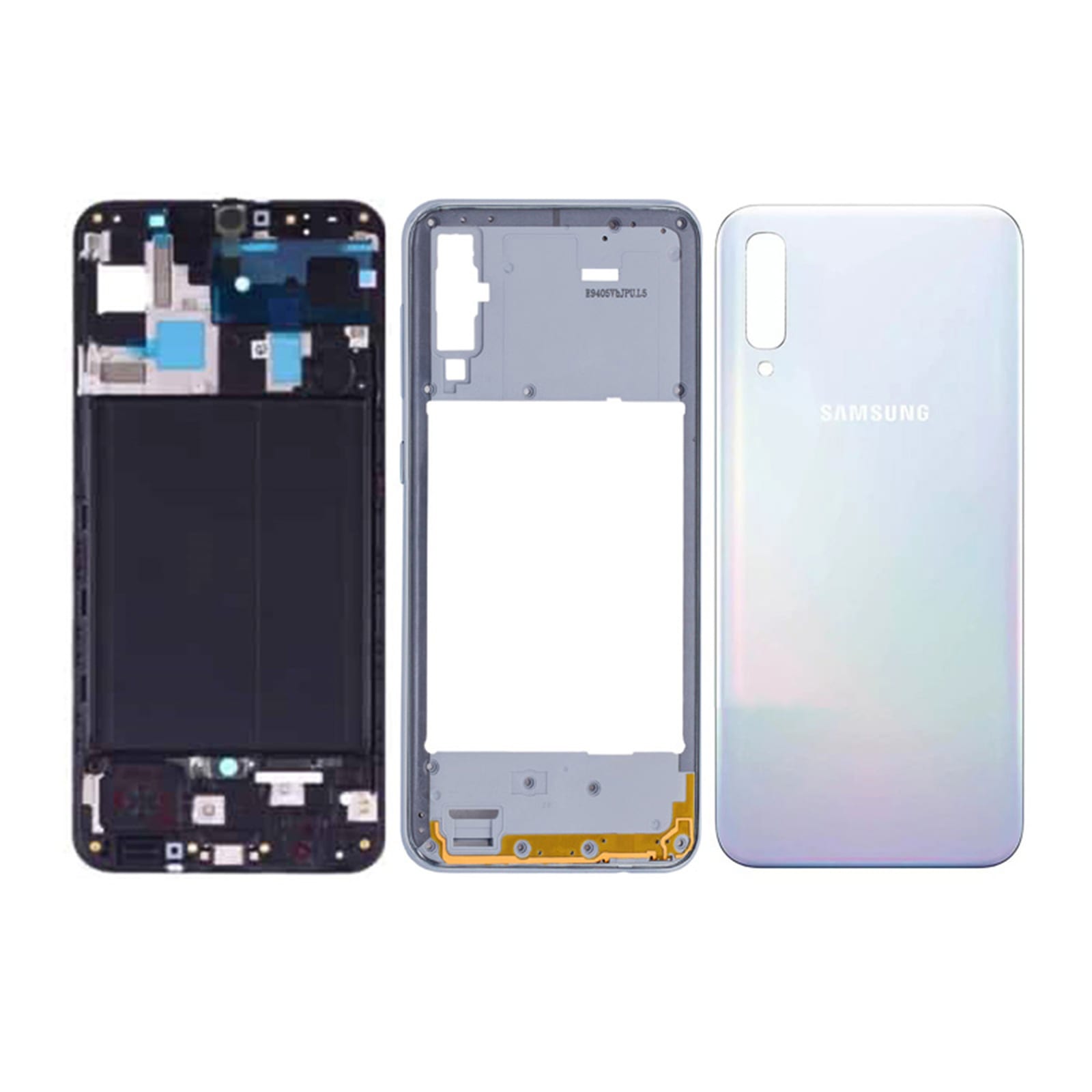 Full Body Housing Set for Samsung Galaxy A50 Includes Front LCD Frame, Middle Bezel, and Back Panel