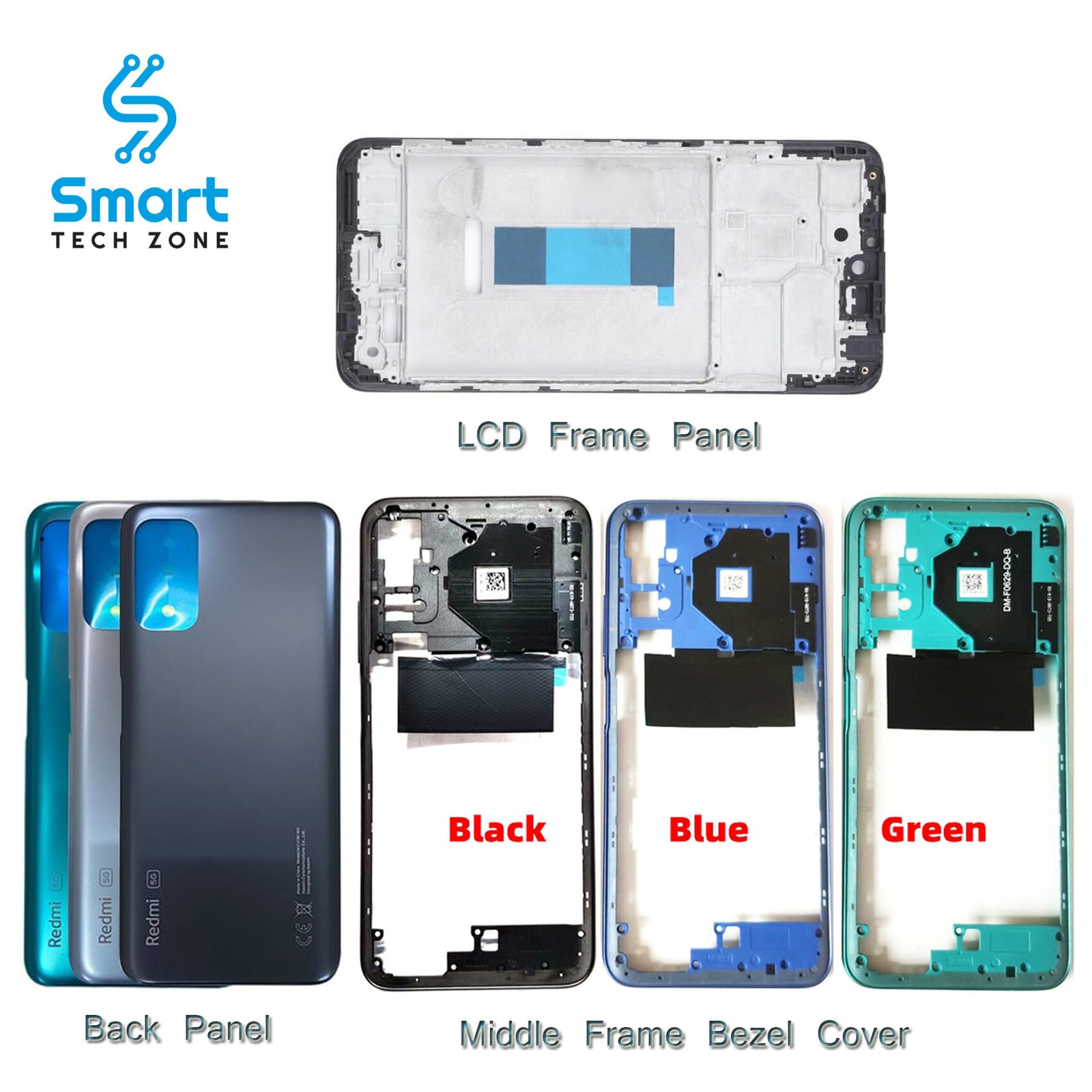 Full Body Housing for Xiaomi Redmi Note 10 5G M2103K19G, M2103K19C (LCD Frame Panel, Middle Frame and Back Panel With Camera Lens)