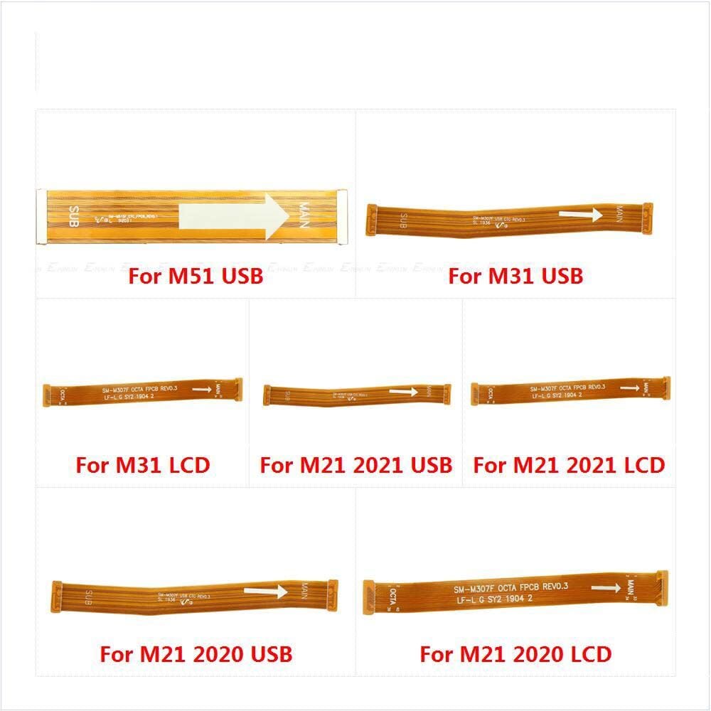 Main Motherboard USB and LCD Flex Cable Ribbon for Samsung Galaxy  M21 M31 M51 Main LCD Flex Cable