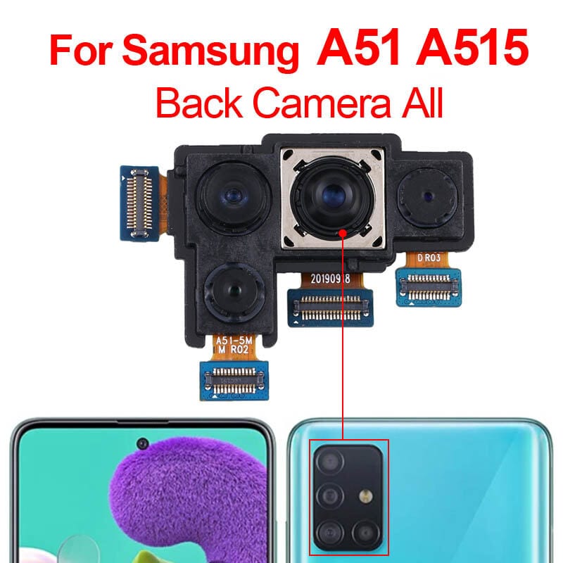 Back Rear Big Main Camera Module Flex Cable For Samsung Galaxy A51 (SM-A515F) Small Front Camera Flex Replacement Parts