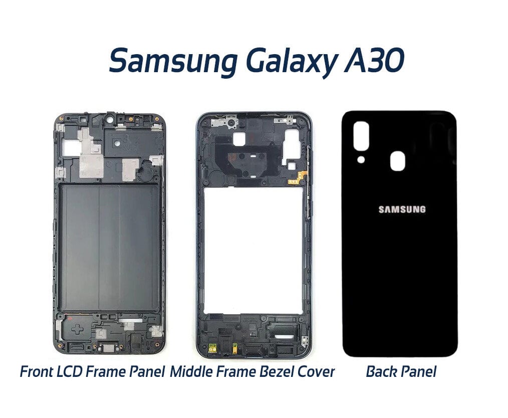 Full Body Housing For Samsung Galaxy A30 Front LCD Frame Panel, Middle Bezel Frame and Back Panel