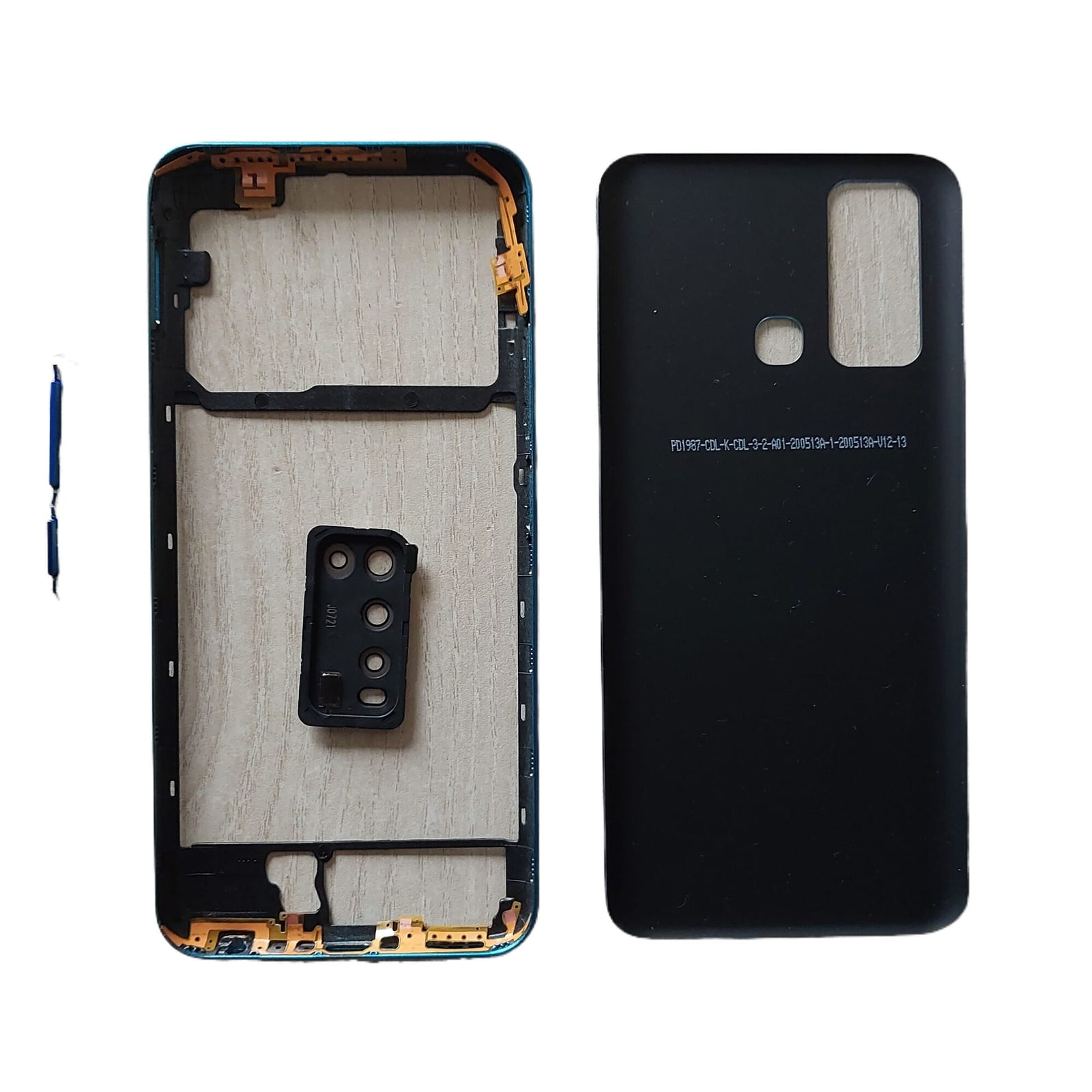 Vivo Y30/Y50 Middle Frame Bezel Cover and Back Panel With Camera Glass+Side Button Without LCD Frame Panel