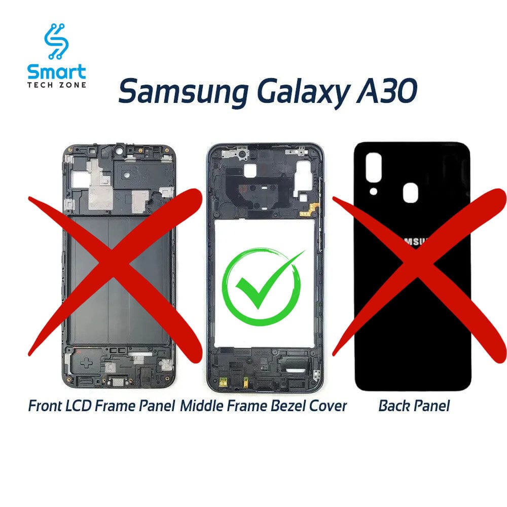 Samsung Galaxy A30 Middle Frame (Without LCD Frame Panel and Back Panel)