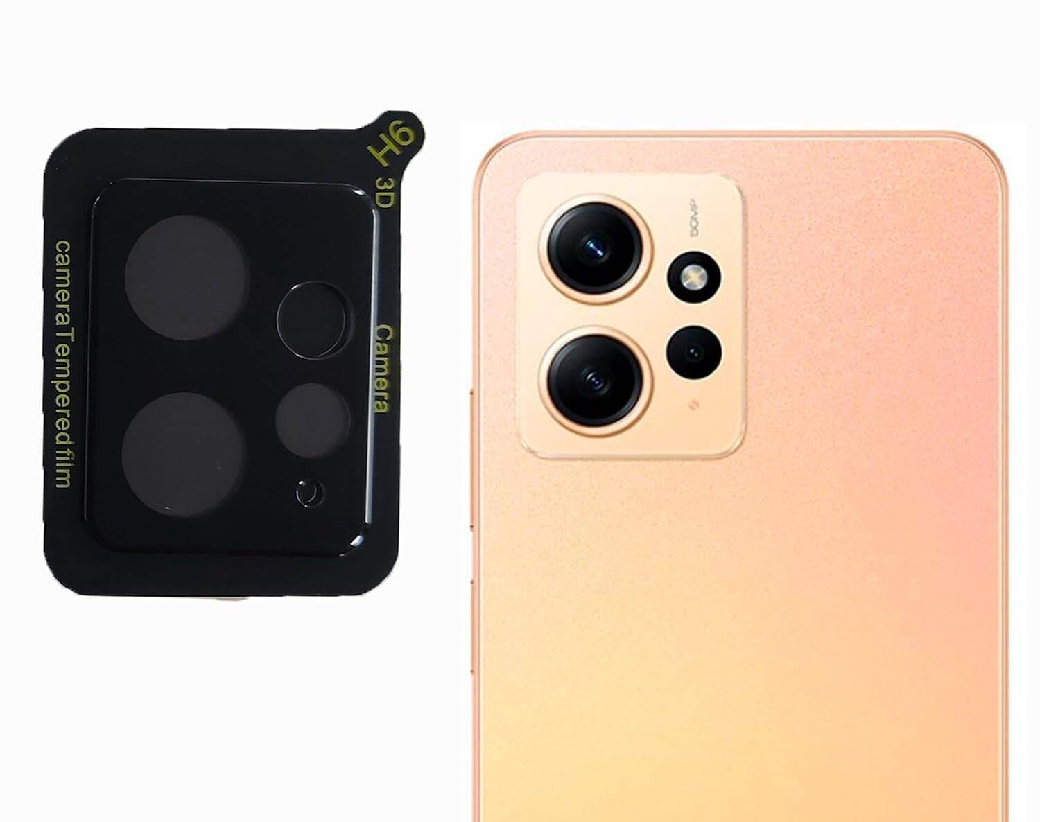 3D Camera Glass Lens Cover Tempered Glass Protector for Xiaomi Redmi Note 12 4G -Black